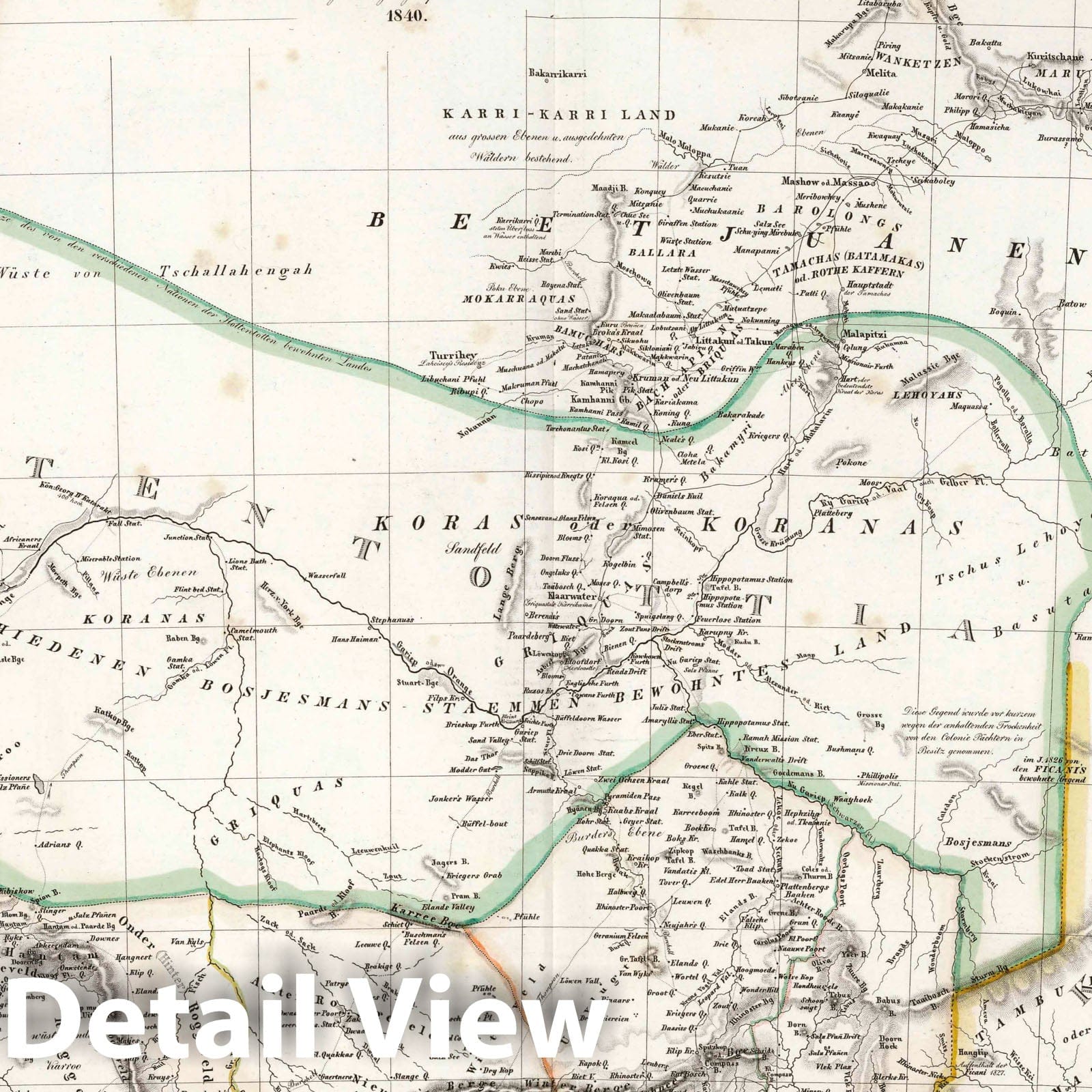 South Africa - Tip, 1840 - Historical Map Print