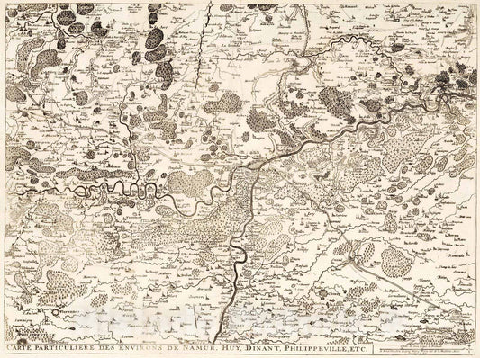Historic Map : Belgium, 1727 17. Carte particulieres des environs de Namur, Huy, Dinant, Philippeville, etc. , Vintage Wall Art