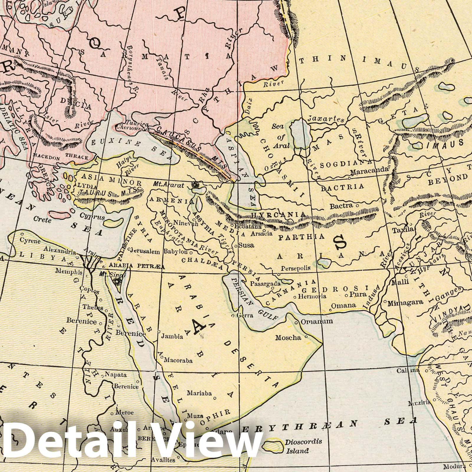 World according to Ancients, Second Century A.D. - 1901 Historical Map Print