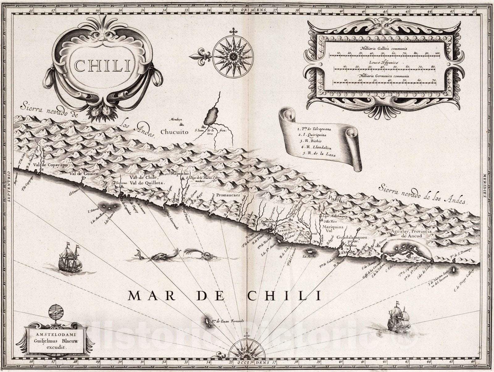 Historic Map : 1630 Chili. - Vintage Wall Art