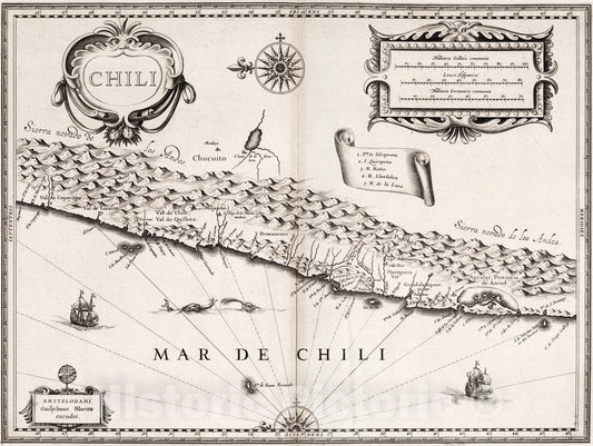 Historic Map : 1630 Chili. - Vintage Wall Art