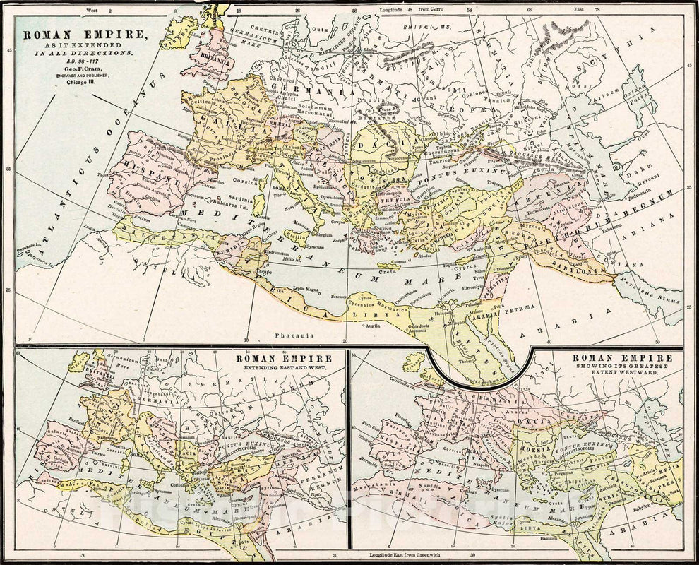 Historic Map : 1901 Roman Empire as it extended in all directions - Vi ...