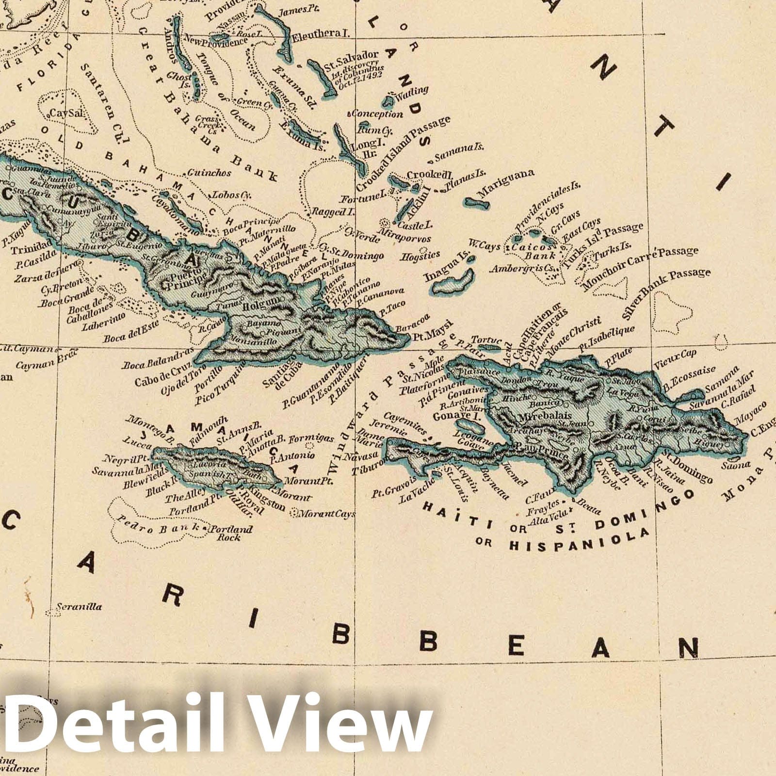 West India Islands, 1845 - Historical Map Print