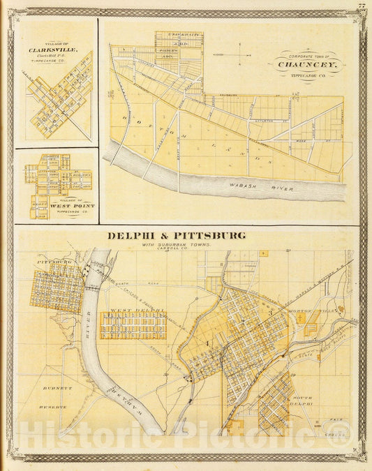 Delphi, Pittsburg, Tippecanoe County, Indiana - Railroad Map, 1876
