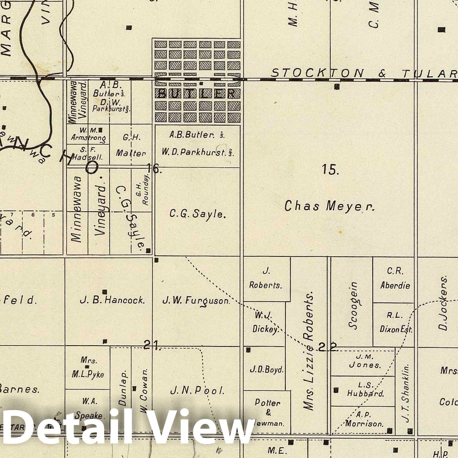 Fresno County, California - Township 14S, Range 21E, 1891 Cadastral Map Print