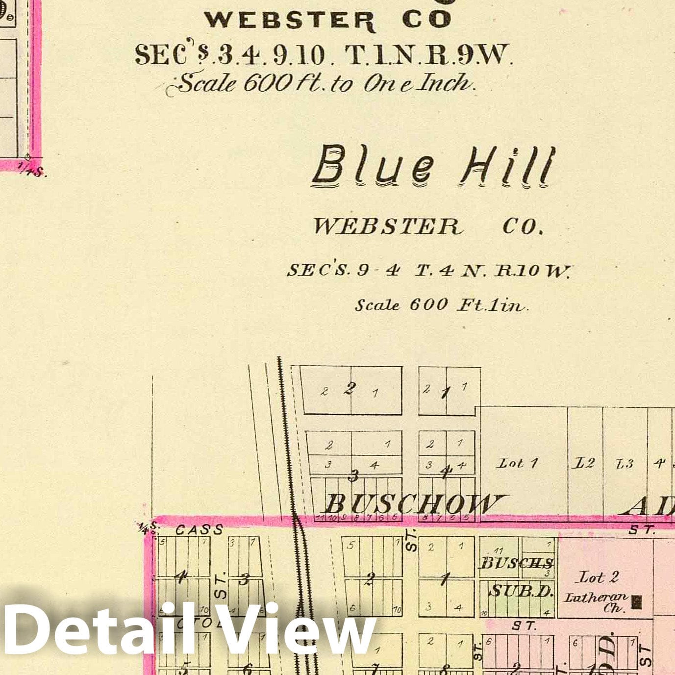Guide Rock and Blue Hill, Webster County, Nebraska - Railroad Map, 1885