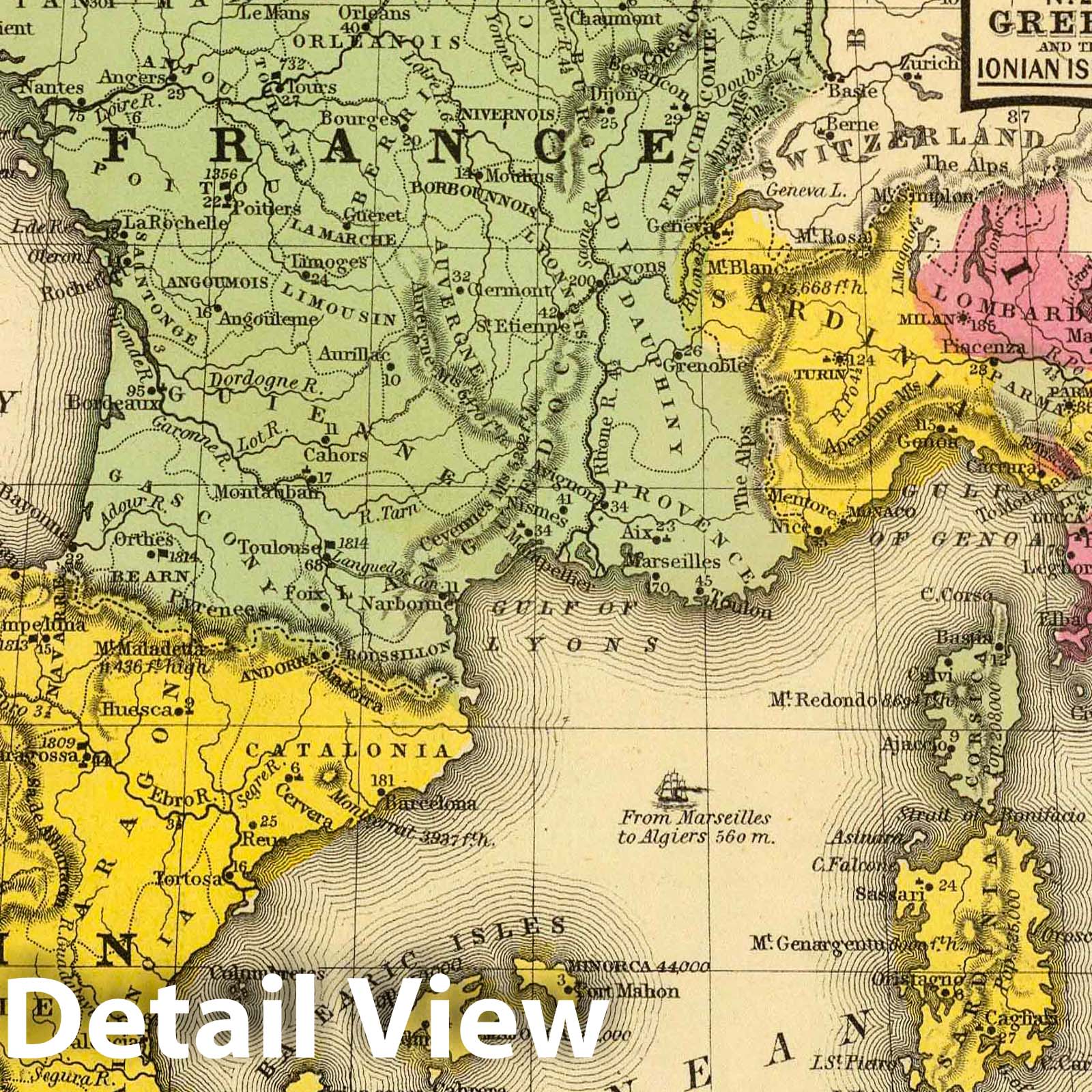 France, Spain, Portugal, and Italy - Railroad Map, 1847