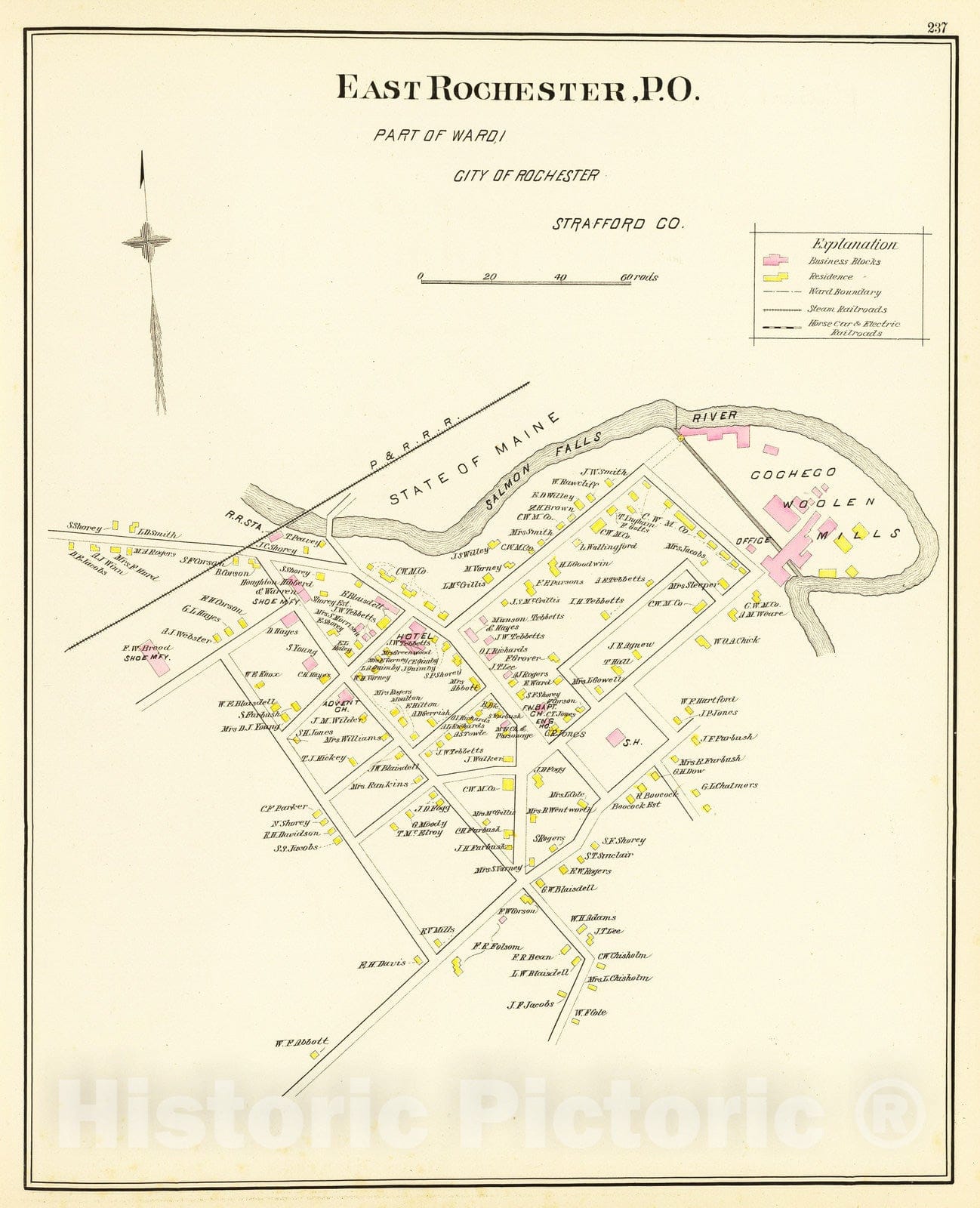 East Rochester - Railroad Map, 1892 - Historical Map Print