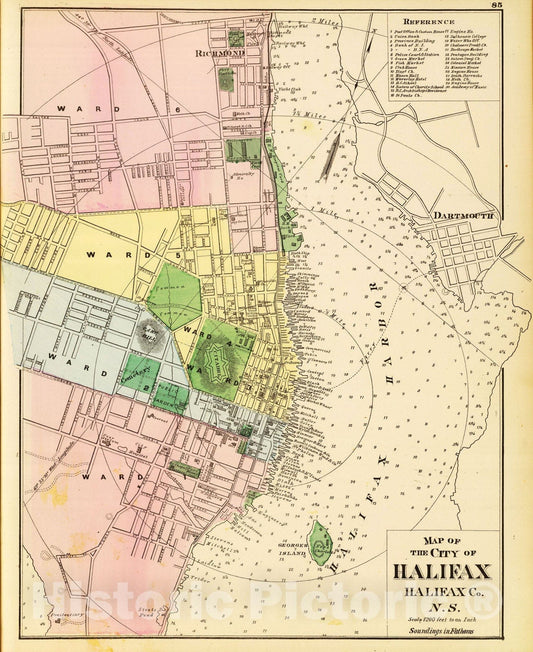 Halifax, Nova Scotia - Nautical Chart, 1878 - Historical Map Print