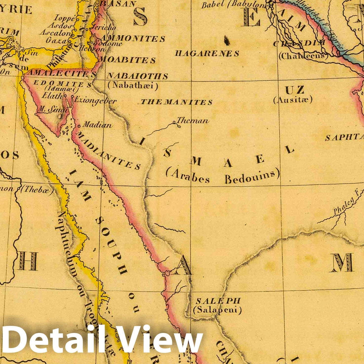 Ancient Hebrew Geography - River Map, 1837 - Historical Map Print