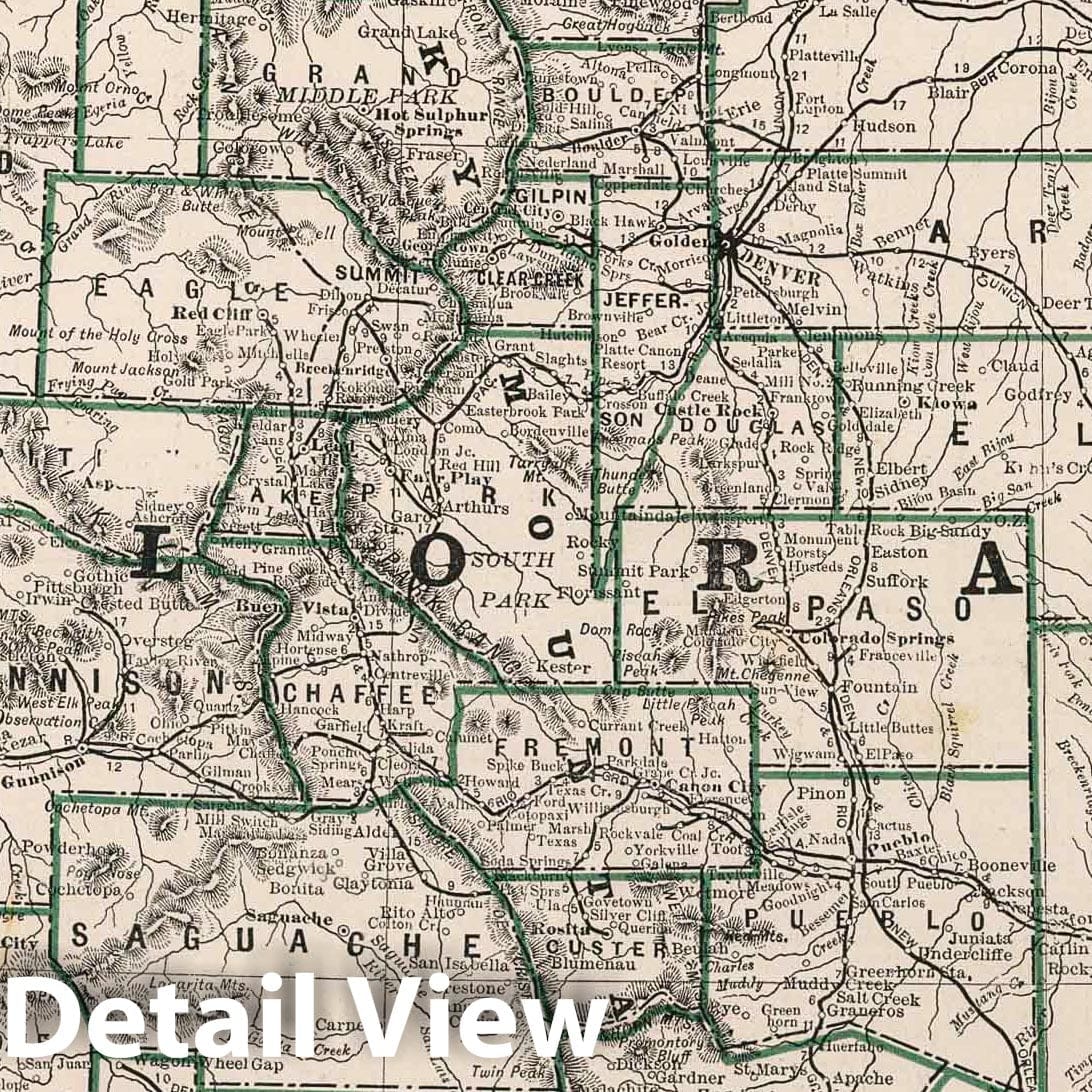 Historic Map : 1883 Map of Colorado : Vintage Wall Art