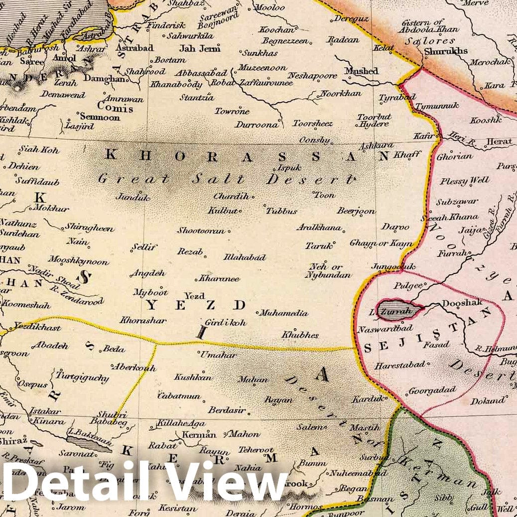 Persia (Iran, Afghanistan, Pakistan) - River Map, 1832 - Historical Map Print