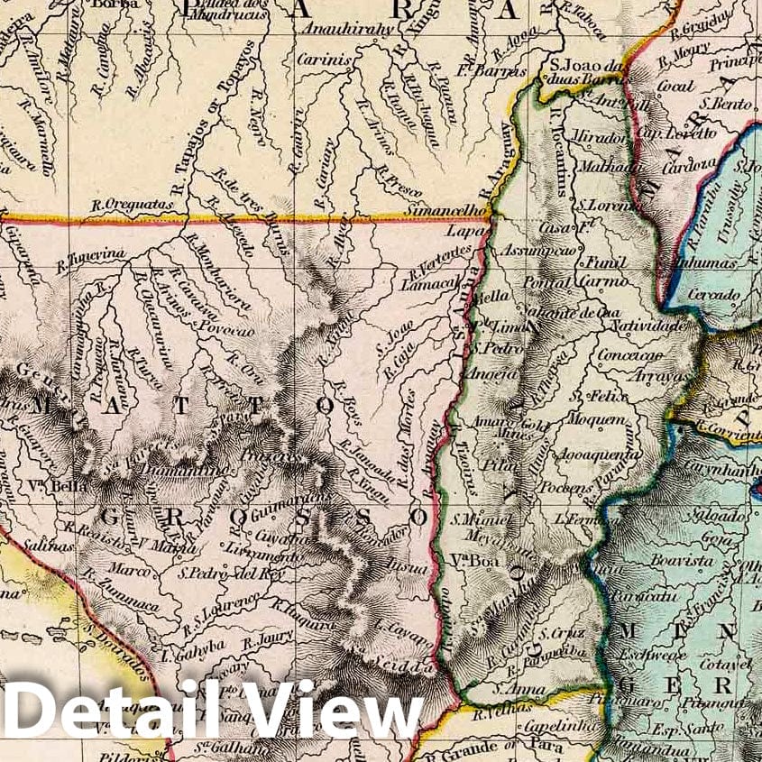 Brazil - River Map, 1832 - Historical Map Print