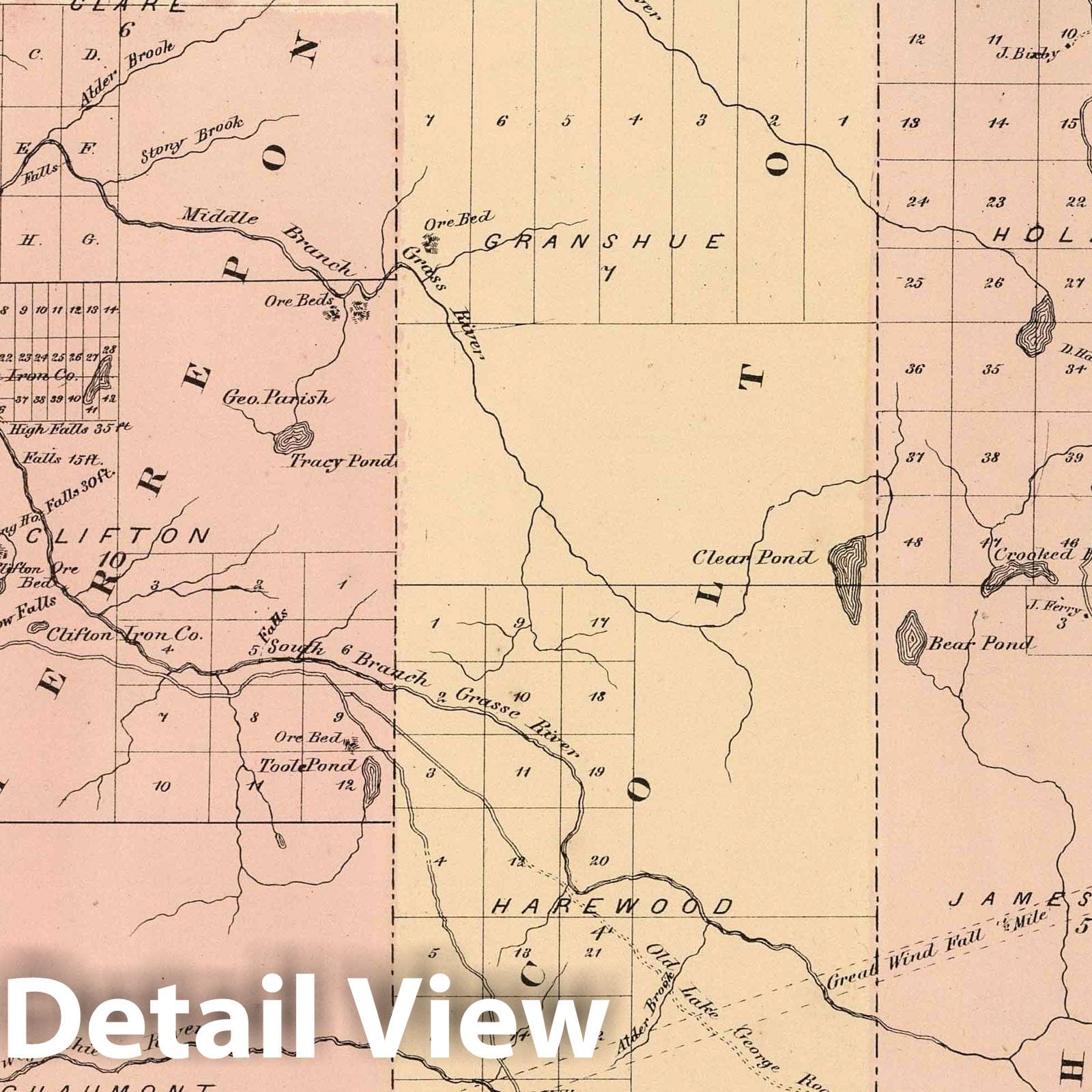 South Woods or the Wilderness in St. Lawrence County - Property Map, 1865