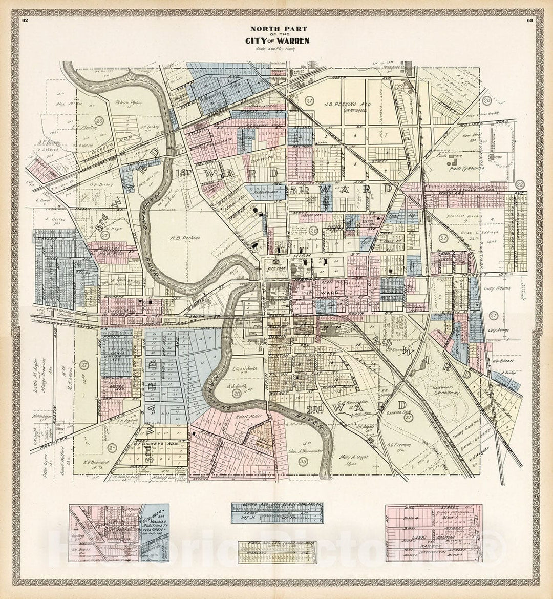 Historic Map : 1899 Composite Map: Warren, Ohio. - Vintage Wall Art