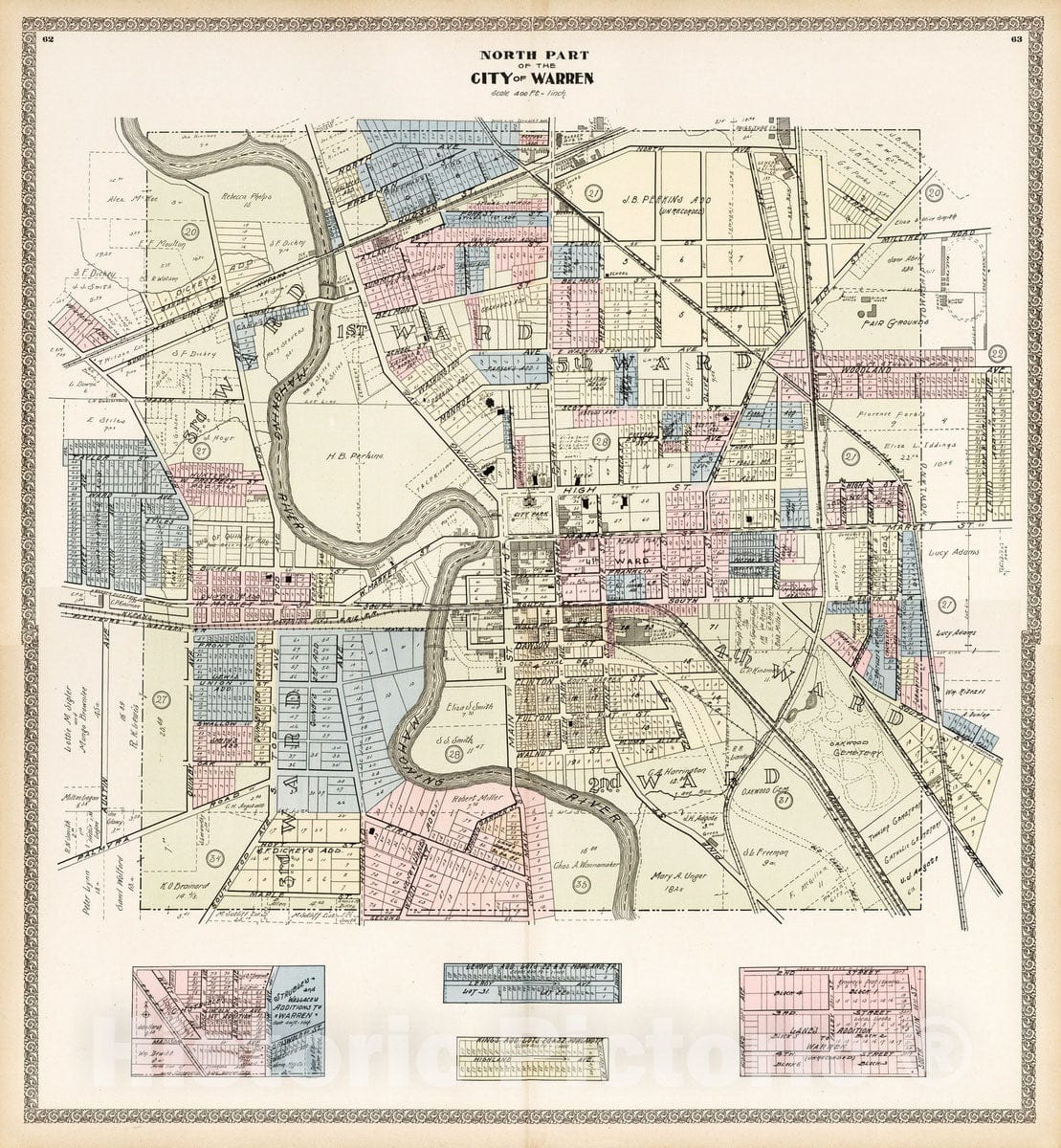 Historic Map : 1899 Composite Map: Warren, Ohio. - Vintage Wall Art