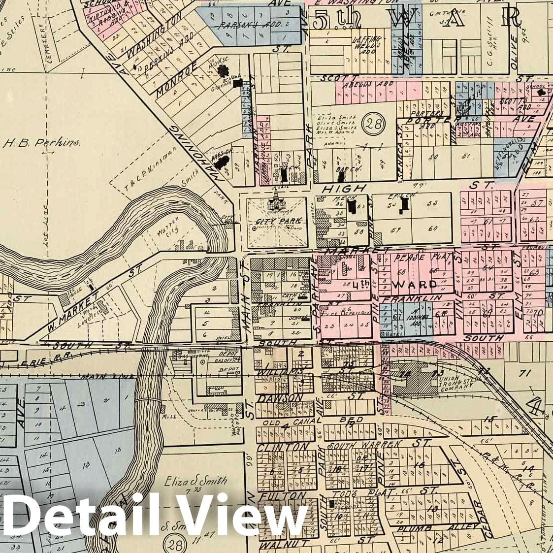Warren Ohio - Property Map, 1899 - Historical Map Print