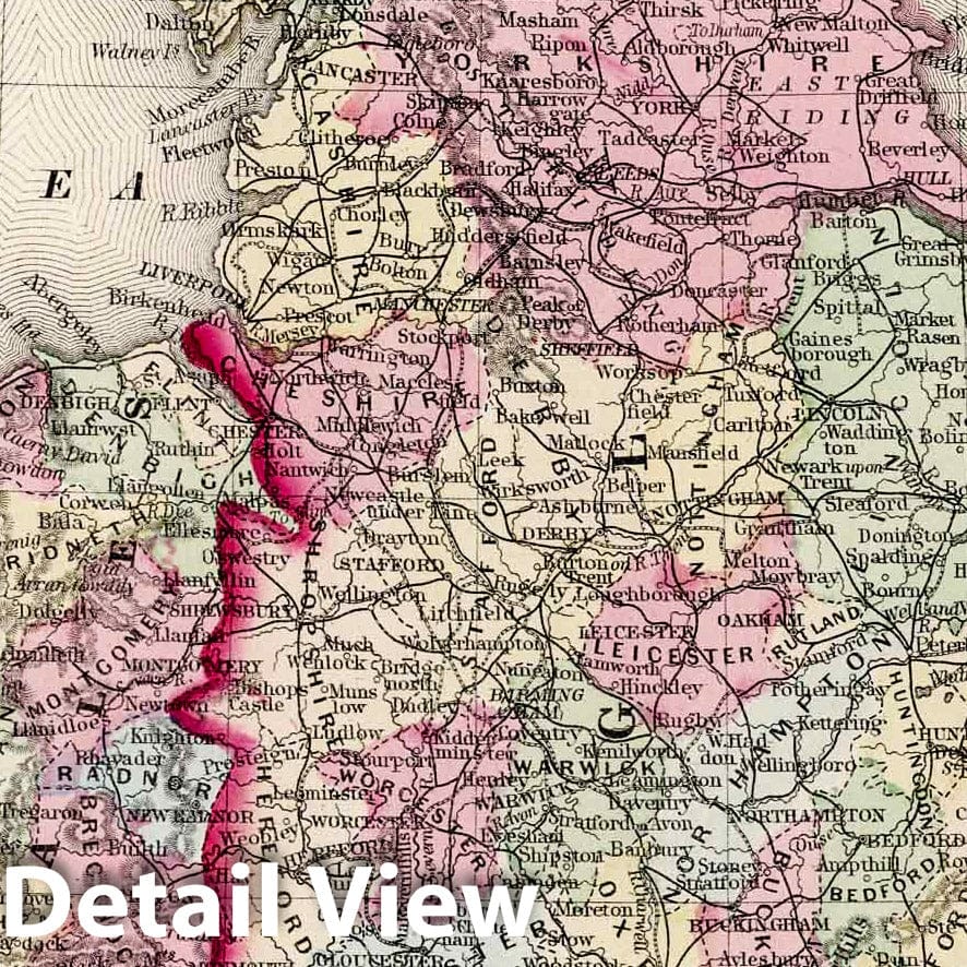 England and Wales - Road Map, 1874 - Historical Map Print