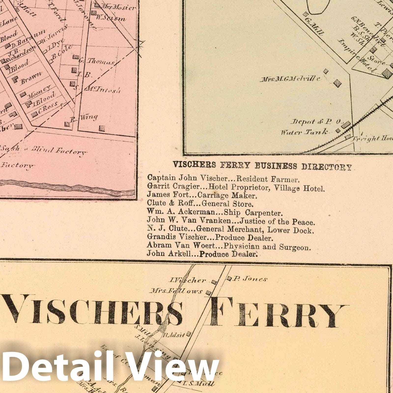 Bloodville, Gansevoort, Rock City, Vischers Ferry, and West Milton, Saratoga County, New York - Property Map, 1866