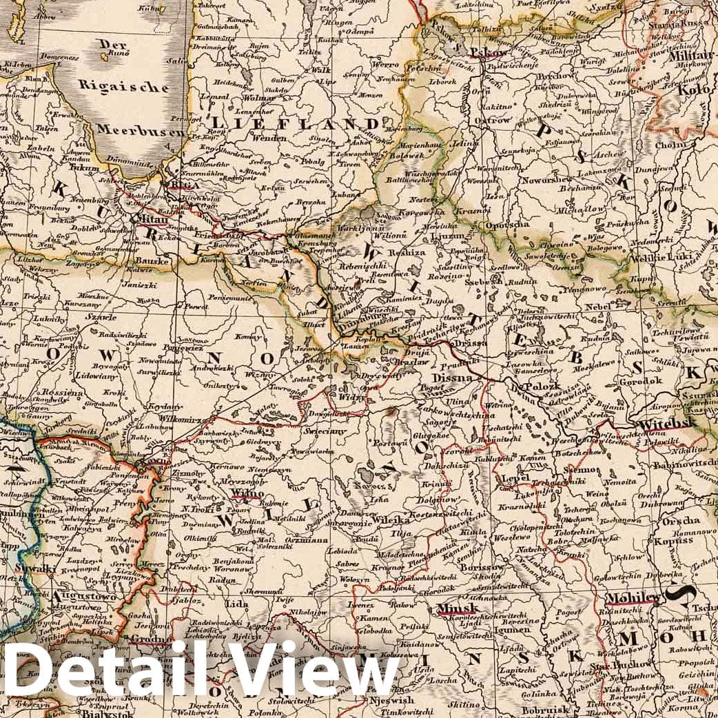 Baltic Countries and Russia - Plate No. XXXIX, 1852 - Stieler's Hand-Atlas Historical Map Print