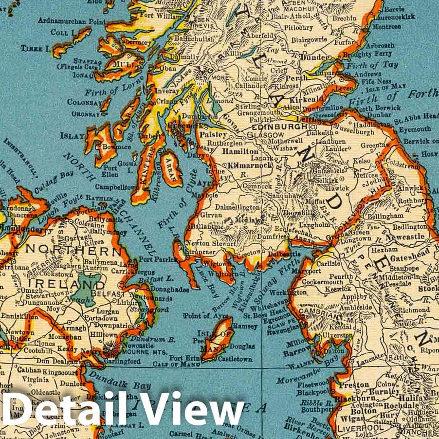 Historic Map : 1939 Rand McNally Popular map of British Isles - Vintage Wall Art