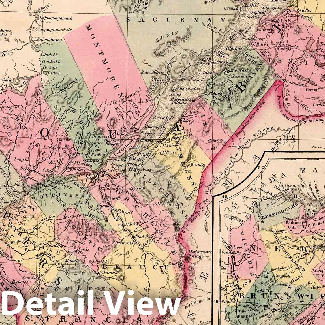Canada East, Quebec 1859 Historical Map Print