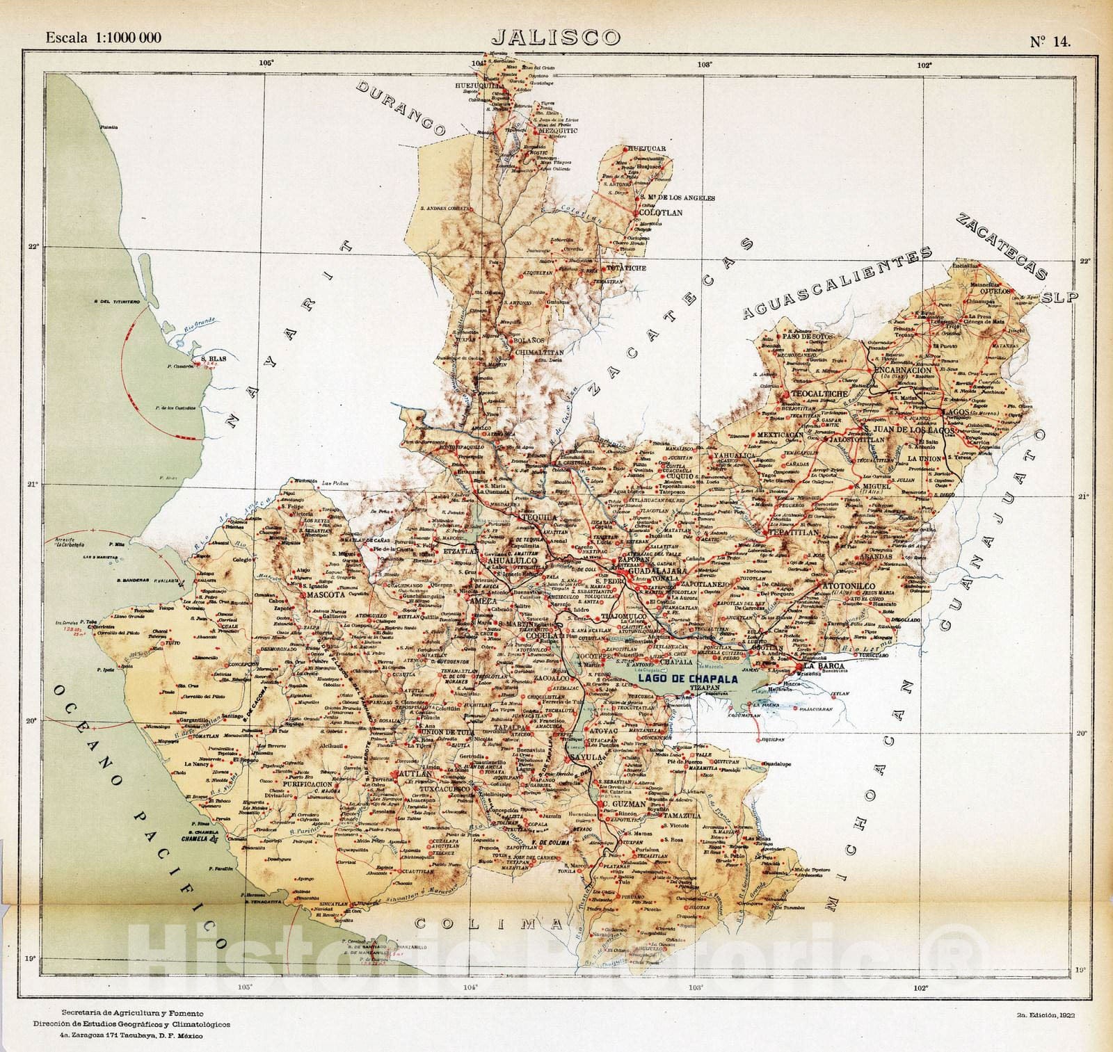 Jalisco - Geologic Map, 1922 - Historical Map Print