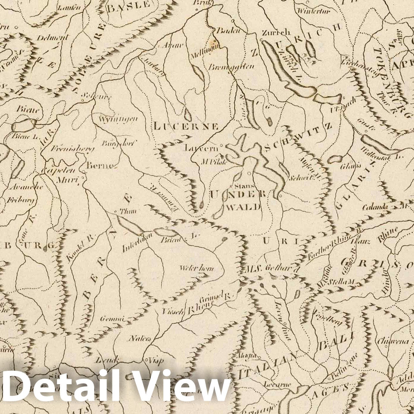Switzerland, 1811 - Historical Map Print from Carey's General Atlas
