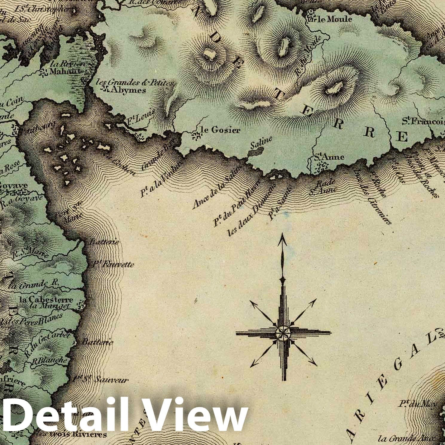 Guadeloupe - River Map, 1823 - Historical Map Reproduction