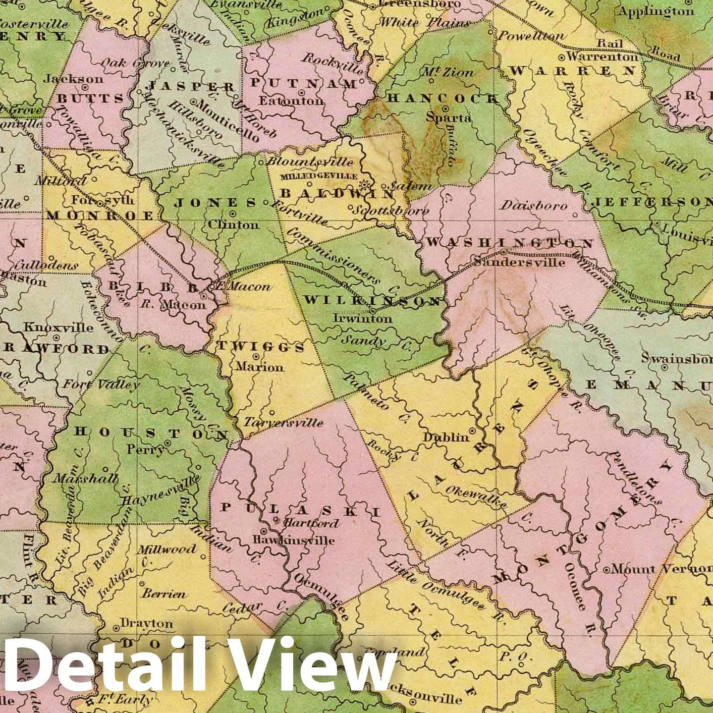 Georgia - Railroad Map, 1841 - Historical Map Print