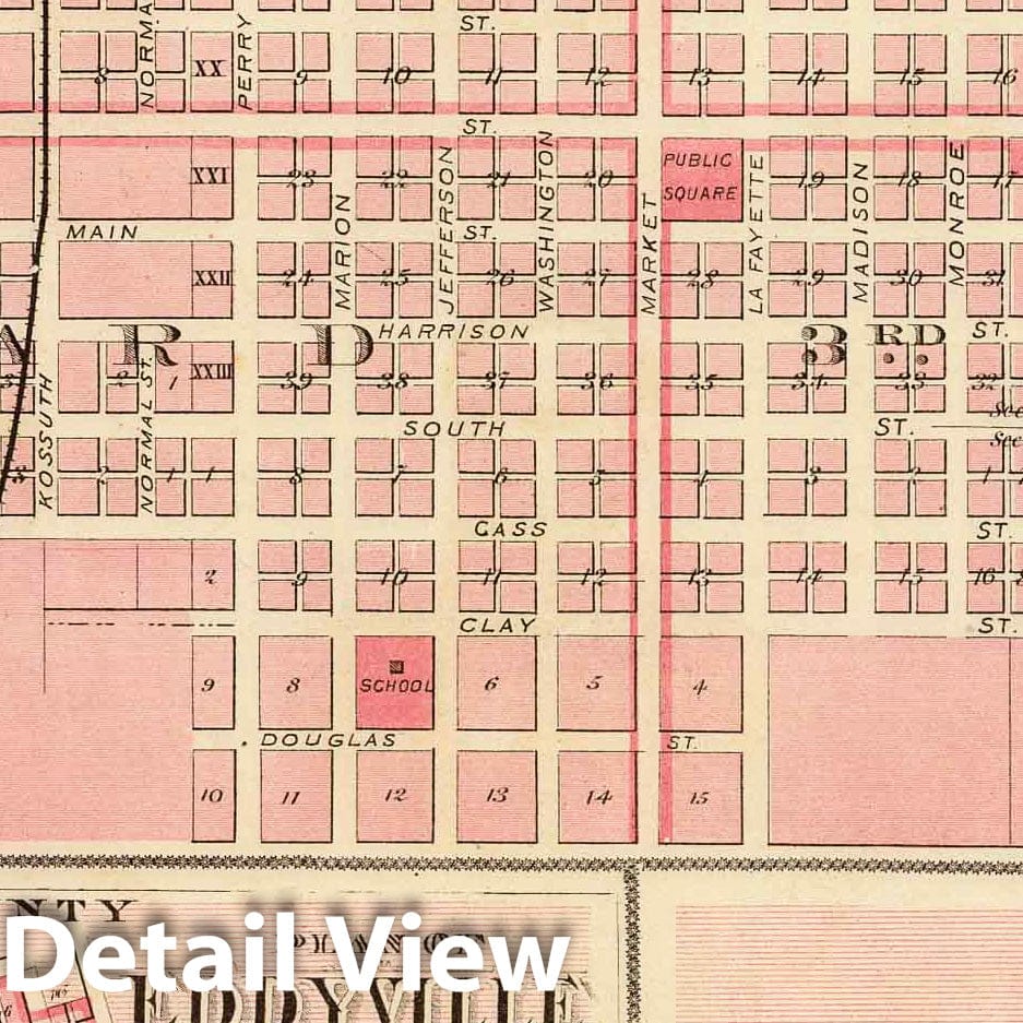 Oskaloosa, Eddyville, and Albia City, Iowa 1875 Historical Map Print