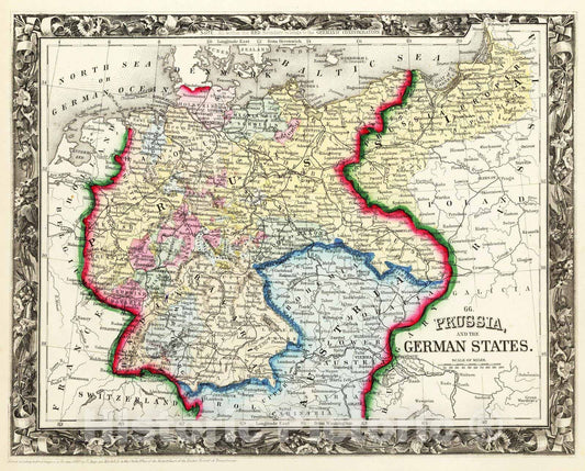 Historic Map : 1860 Prussia, And The German States. - Vintage Wall Art