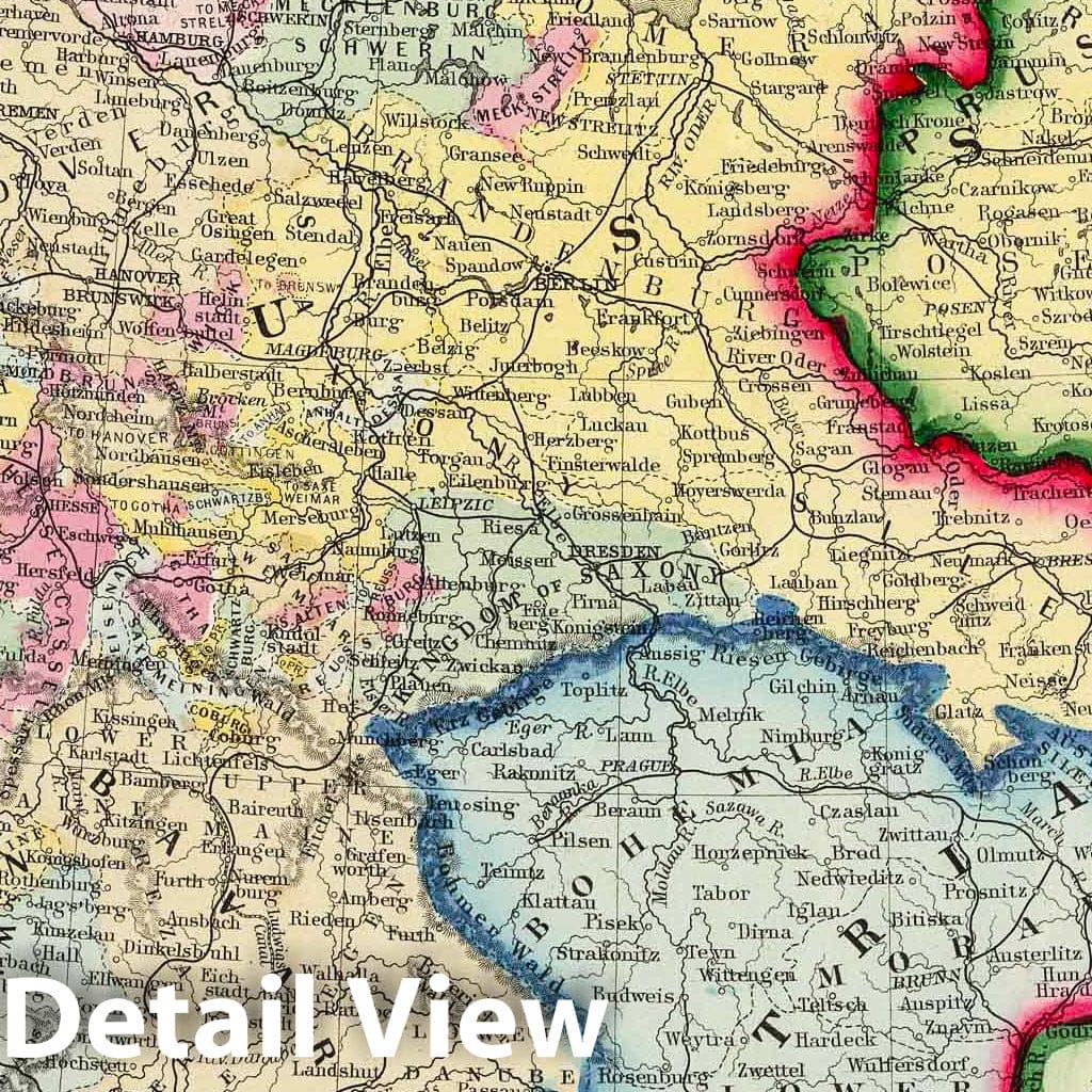 Historic Map : 1860 Prussia, And The German States. - Vintage Wall Art