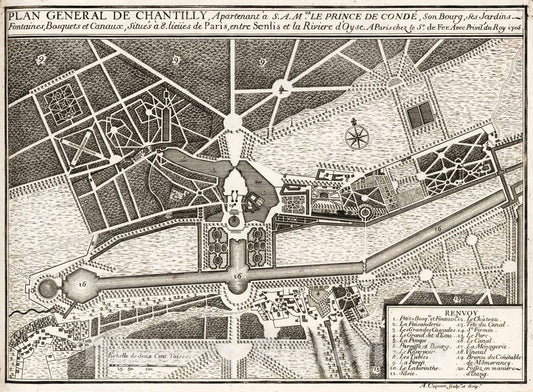 Historic Map : 1705 Plan General de Chantilly. - Vintage Wall Art