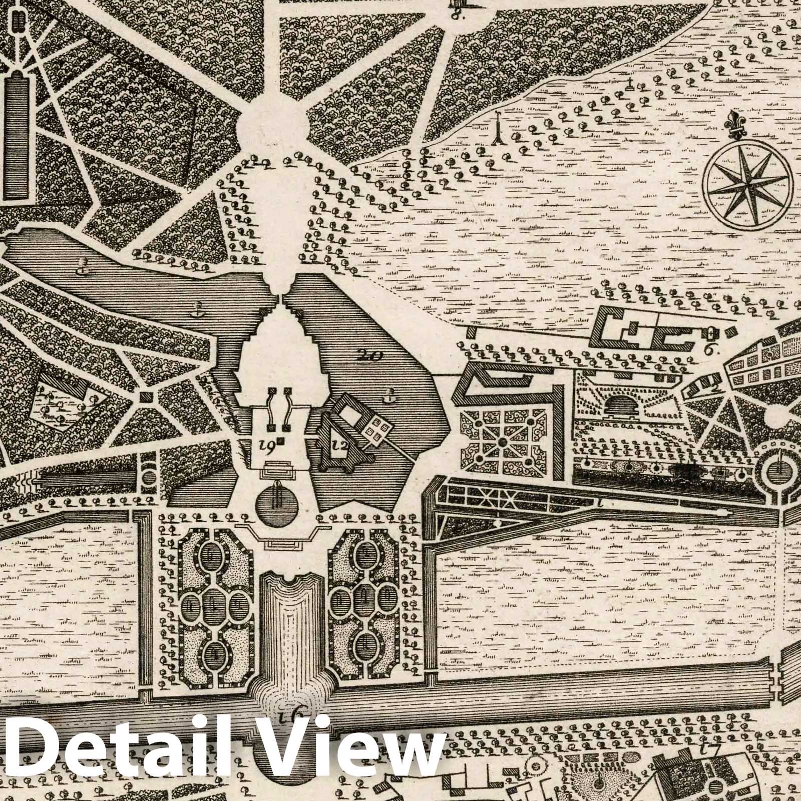 Chantilly, France 1705 Historical Map Print