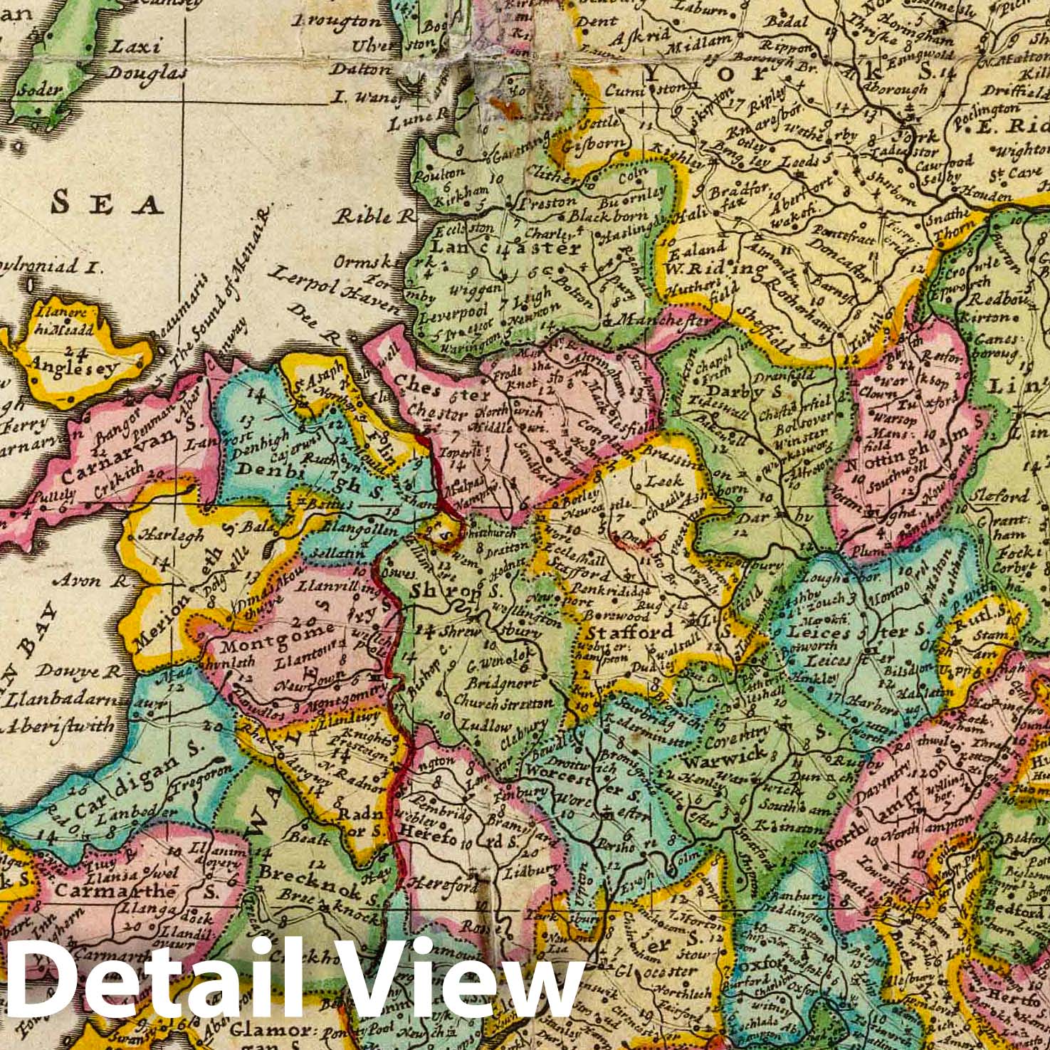 England and Wales - Roads Map, 1736 - Herman Moll Historical Map Print