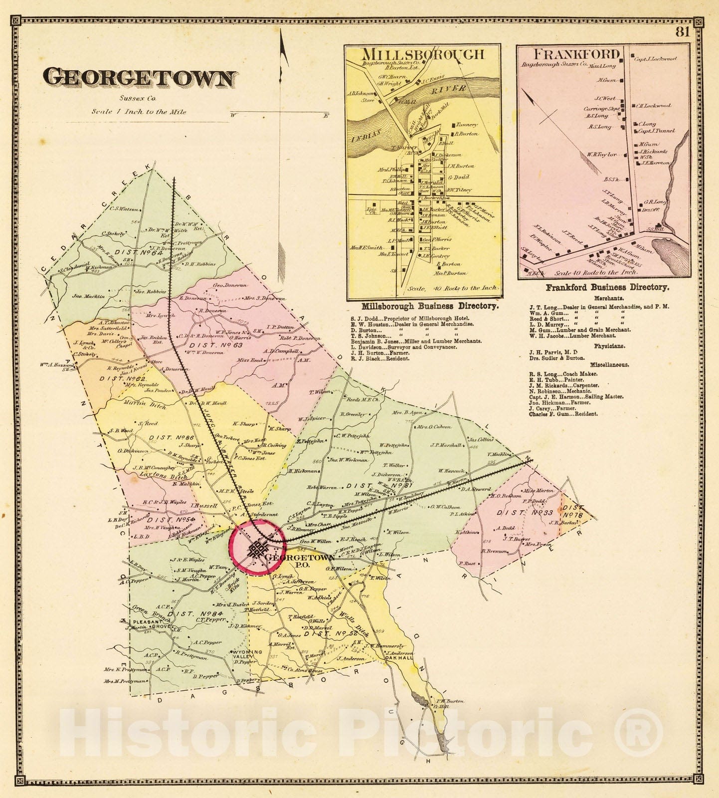 Historic Map : 1868 Georgetown (Hundred) - Vintage Wall Art