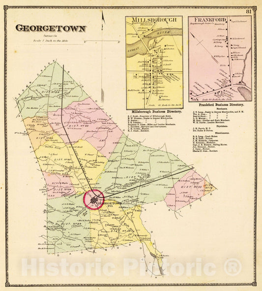 Historic Map : 1868 Georgetown (Hundred) - Vintage Wall Art