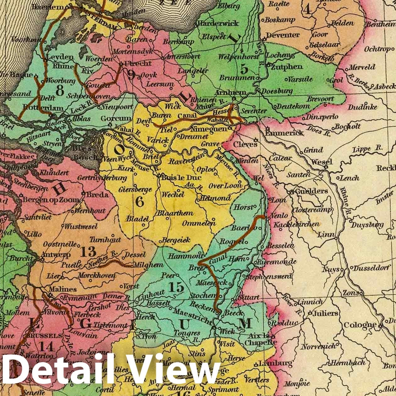 Netherlands and Belgium, 1836 - Historical Map Print