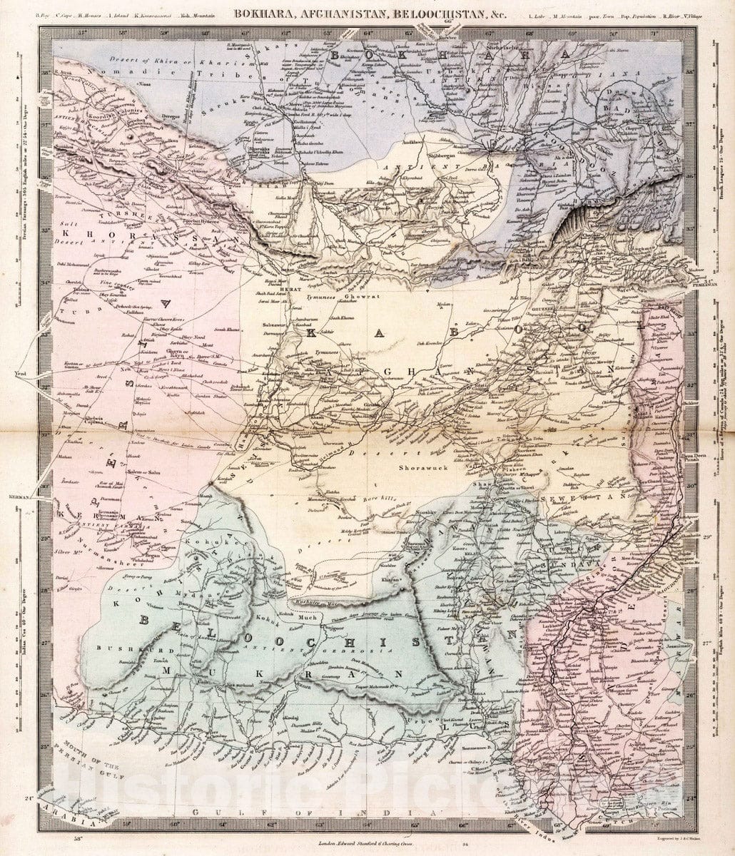 Historic Map : 1856 Bokhara, Afghanistan, Beloochistan, c. - Vintage Wall Art