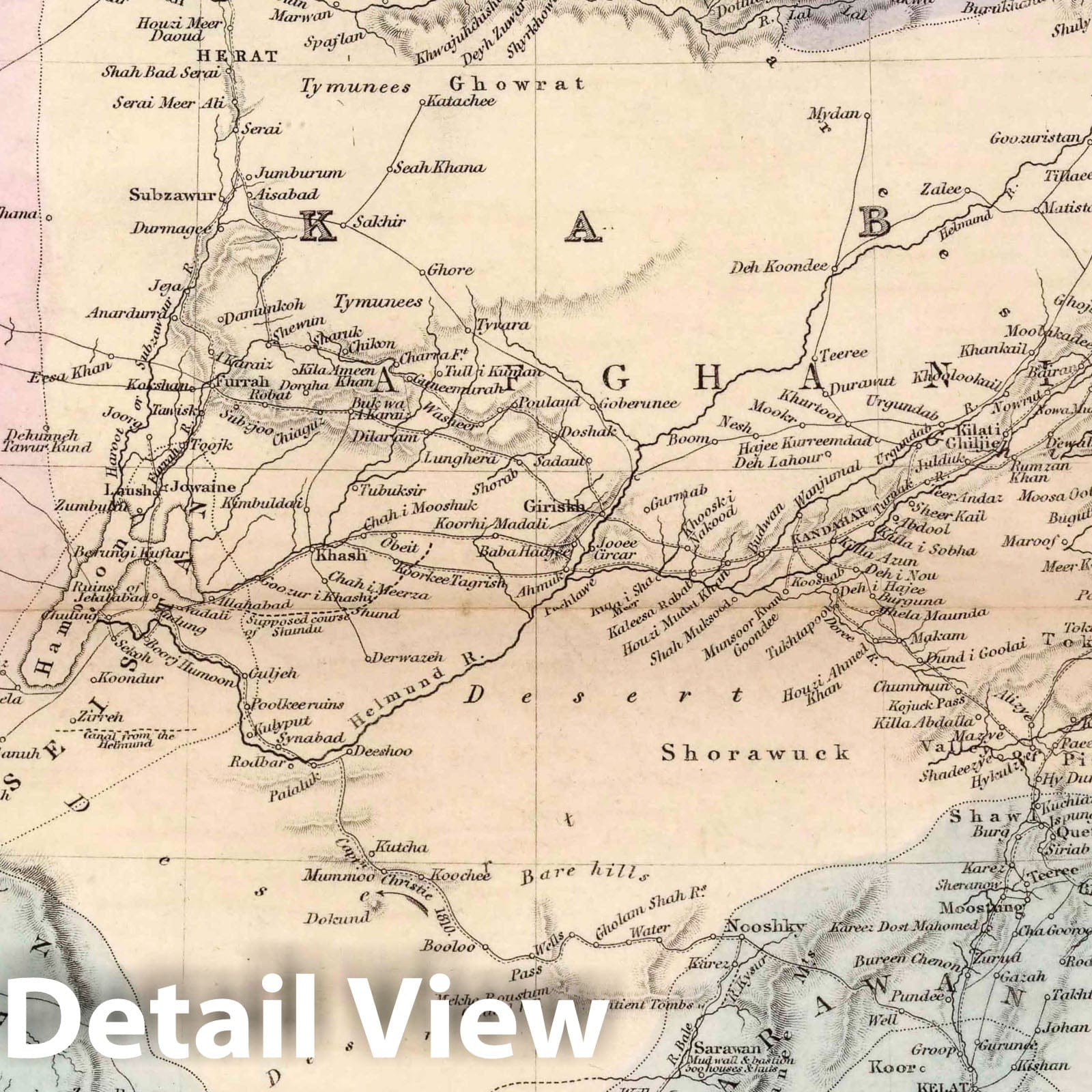 Afghanistan, Bukhar, Balochistan - Railroad Map, 1856