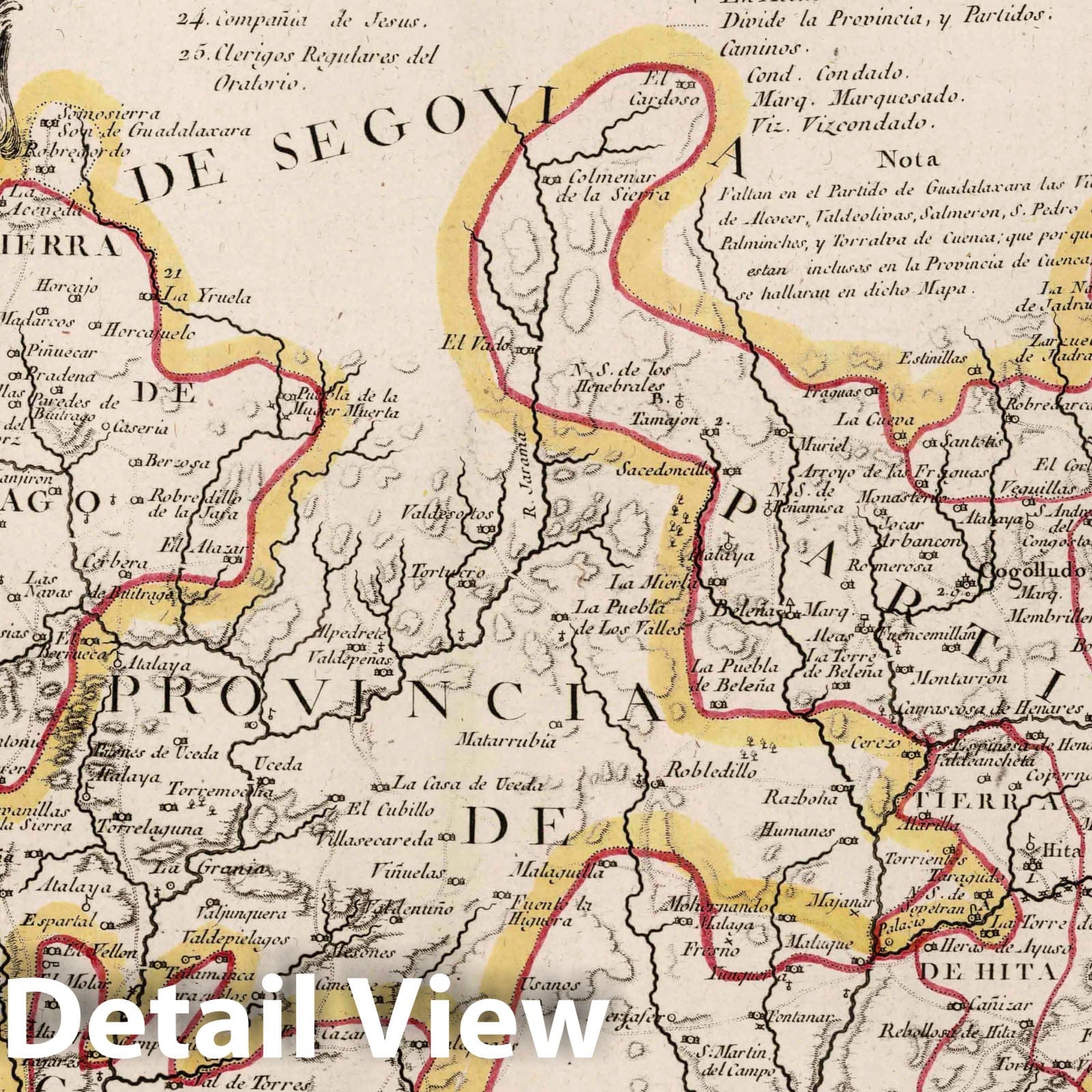 Guadalajara Province Map 1766 by Tomas Lopez - Historical Topographic Print