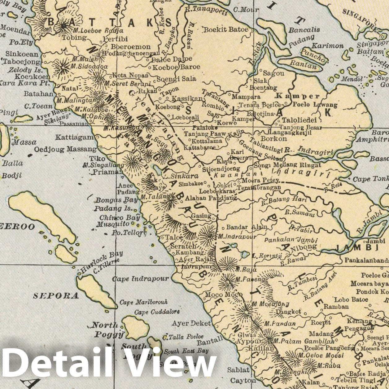Sumatra, Indonesia - Road Map, 1901 - Historical Map Print