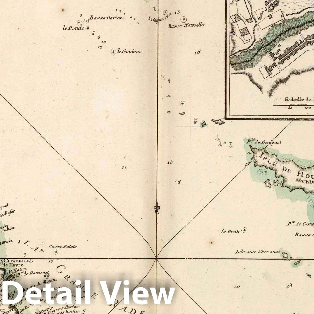 Historic Map : Belle Isle , France 1804 Belle Isle avec Partie des Cotes de Bretagne. , Vintage Wall Art