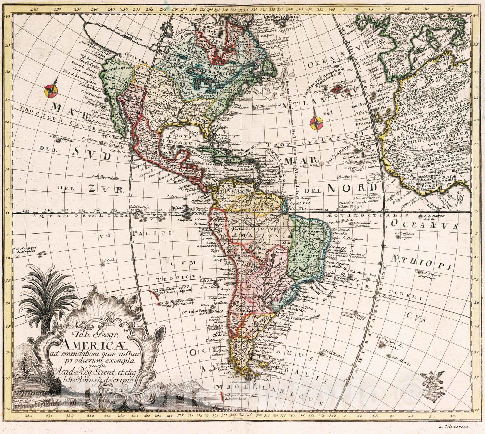 Historic Map : School Atlas - 1753 Tabula Geographica Americae - Vintage Wall Art