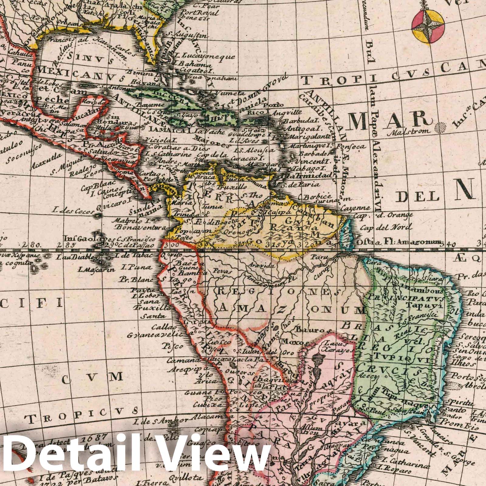 America - River Map, 1753 - Historical Map Print