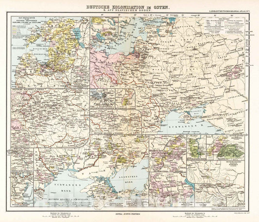 German Colonization in Eastern Europe - Slavic Territories, 1897 - Historical Map Print