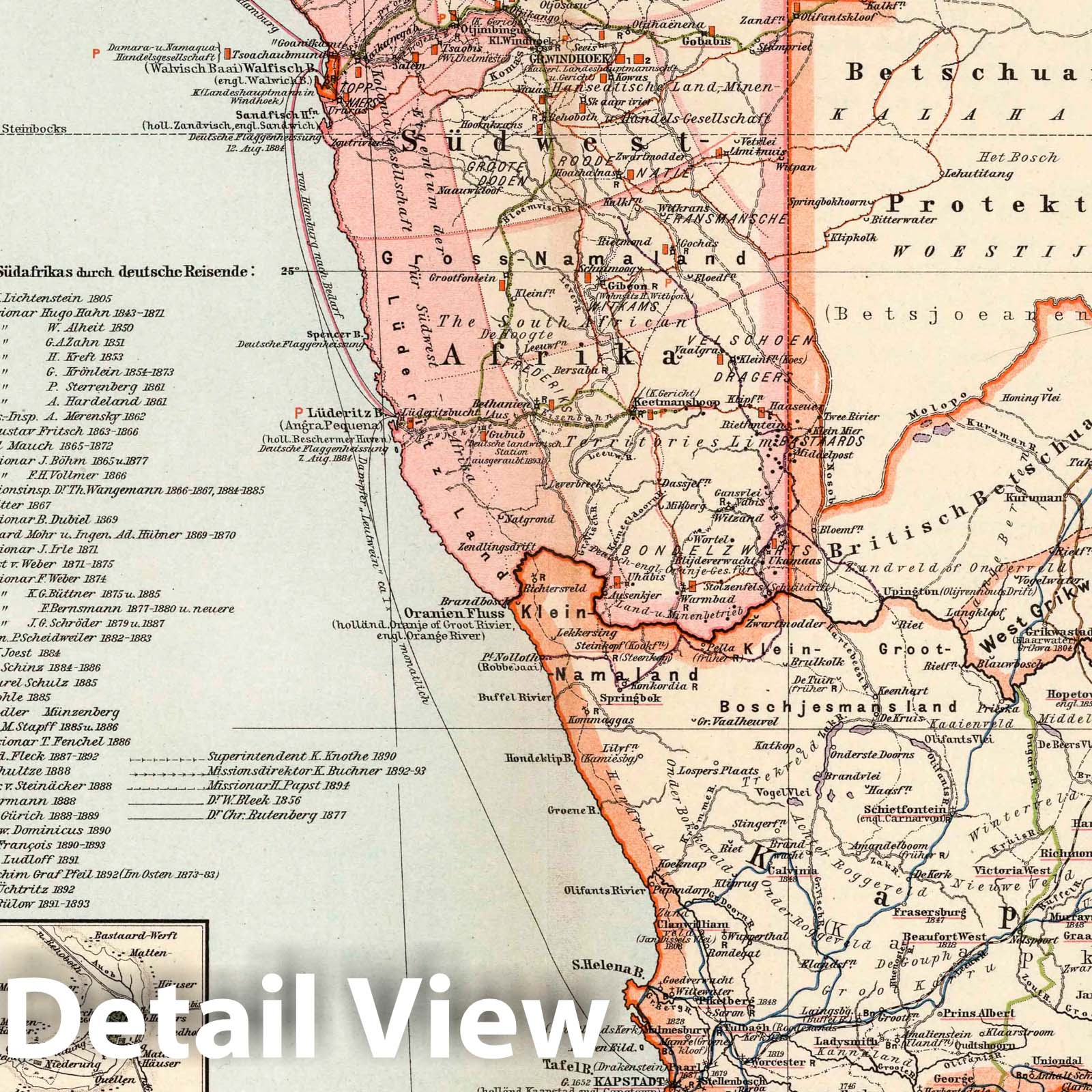 Southwest Africa - Plate No. 4, 1896 Historical Map Print