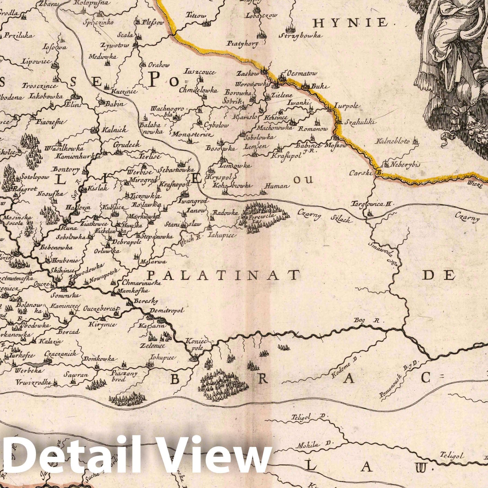 Lower Podolia, Ukraine 1665 Historical Map Print