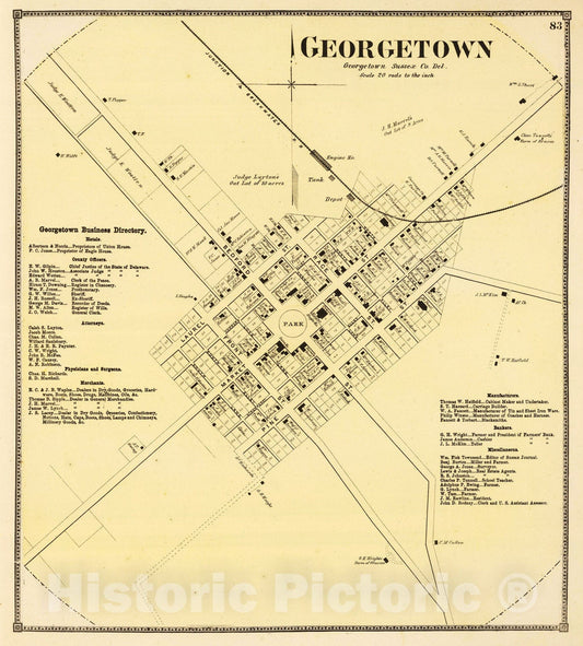 Georgetown, Sussex County, Delaware - Railroad Map, 1868